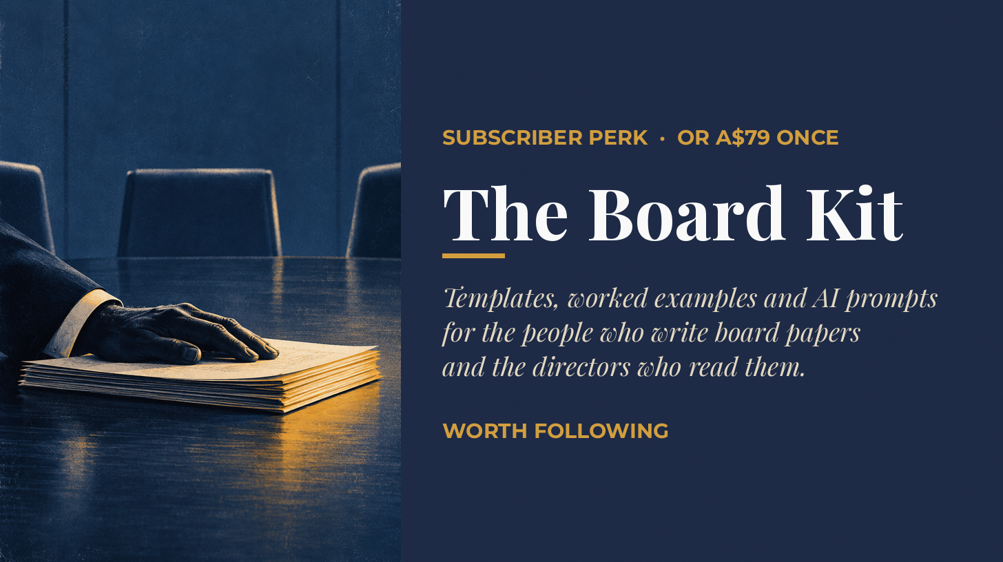 The Board Kit cover: a hand resting on a stack of board papers